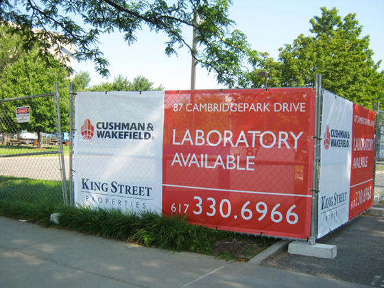 real estate sign, Cambridge MA, space available banner