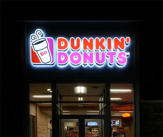 Dunkin Donuts halo-lit channel letters